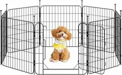 Yaheetech Recinto per Animali Domestici, 8 Pannelli Altezza 60 cm, Pieghevole con Porta per Interno ed Esterno, in Acciaio, per Cani, Cuccioli, Gatti e Conigli – B0FVX24NVX