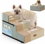 Gardner Pet Scala per Cani Piccola, Scala per Animali Domestici a 3 Gradini, Rampe in Schiuma ad Alta Densità con Rivestimento Impermeabile e Antiscivolo, per Letto, Divano, Poltrona e Auto, Beige – B0FCG13K8G