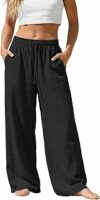 Viunychn Pantaloni Lino Donna Leggeri Pantaloni Donna Estivi Eleganti in Cotone con Tasche da Spiaggia Casual Larghi Comodi Pantalone Elastico Vita Alta Tinta Unita Pantalone Coulisse Cotone Taglie Forti S-5XL – B0H36D92PH