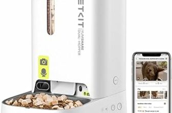 PETKIT Distributore Automatico Cibo per Gatti e Cani 5L con Telecamera HD 1080P, WiFi 2.4G, Fino a 10 Pasti al Giorno, 1-30 Porzioni, Ciotola in Acciaio Inox – B0DMNN4CSZ