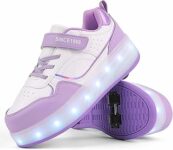 FANSU Scarpe con Rotelle Bambino Bambina con LED Brillantini Luci, Scarpe Pattini con 4 Rotelle USB Ricaricare, Multisport Outdoor Sneaker Skateboard – B0FZ8HDB1Q