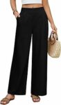 Pantaloni Donna Estivi Cotone Pantaloni Larghi Leggeri Pantalone Elastico Vita Pantaloni Eleganti Casual da Spiaggia Comodi Tinta Unita con Tasche – B0GCD829BG