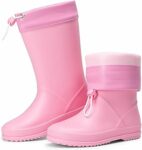 DREAM PAIRS Kids Stivali da Pioggia con Cordoncino Regolabili Stivali da Pioggia in Gomma Leggera Antiscivolo per Ragazzi e Ragazze – B0D5R5ZKMQ