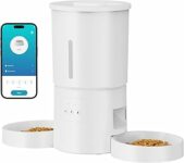 Distributore Automatico Cibo Gatti 2 Ciotole: 5L Distributore Automatico Cibo Cane con Timer WiFi 2.4G per Crocchette – Design Doppia Ciotola per Famiglie con Più Gatti & Cani – Bianco – B0FF2YNTRH