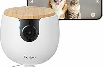 Furbo Mini Videocamera per animali domestici [BASE]: Con App su telefono, visione notturna a colori, audio a due vie, avvisi di abbaio o miagolio, progettata per cani o gatti, telecamera per interni – B0C4XYGMF1