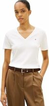 Tommy Hilfiger Donna T-Shirt Maniche Corte New Slim Cody con Scollo a V – B0D5HN9H27