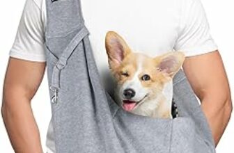 Borsa da Viaggio per Cani, Regolabile Borsa da Viaggio per Cani Piccola, Reversibile Borsa a Tracolla Porta Animali Domestici, per Cane/Gatto Fino a 7.5 KG, per Viaggio, Ciclismo, Passeggiata – B0DFYLZ8XH