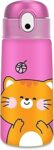 Borraccia termica chill & refill, Tema gattino, Rosa, 460ml, Acciaio, Cannuccia, Mantenimento temperatura caldo 12 h/freddo 24 h, Scuola, Bambini e adulti, Idea regalo – B0FS2C4T66