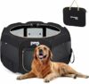 KingCamp Recinto Gioco per Cani 127 x 127 x 60 cm, Pop-up Recinzione Pieghevole con Rete Traspirante per Animali Domestici, Portatile Box per Gatto Coniglio Interno Esterno, in Tessuto Oxford, Nero L – B08T22Y2HK