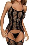 UMIPUBO Lingerie Donna Sexy Intima Pizzo Halter Babydoll Un Pezzi Trasparente Camicia da Notte Giarrettiera Biancheria Pigiama esclusi i Perizoma – B0B2JWGRBM