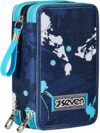 Seven Astuccio Scuola Elementare, 3 scomparti, Medie, con Matite, Pennarelli, Penne, 3 Zip, Spotty Blue, Bambino, Ragazzo, blu/bianco – B0D31NJN1X