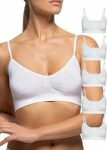 POMPEA 5 Pezzi Reggiseno Senza Ferretto Invisibile, Brassiere Seamless in Morbida Microfibra con Spalla Stretta, Effetto Seconda Pelle – B09HRQP485