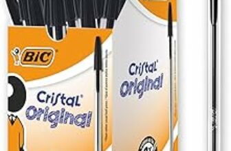 BIC Cristal Original, Penne Nere a Sfera, Punta Media, 1 mm, Confezione 50 Penne, Fornitura per Cancelleria Scuola e Ufficio – B000I5ZK2U