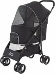 Sunny Sonny Passeggino pieghevole per animali domestici con copertura antipioggia, cestino portaoggetti per animali domestici, trasportino da viaggio per cani e gatti S/M fino a 15 kg (nero) – B0DK3KN2M3
