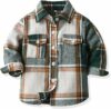 Bambino Ragazzo Flanella Plaid Shirt Bambini Manica Lunga Button Down Giacca Risvolto Tasca Top Regular Fit Casual Autunno Vestiti – B0D5M3B97C