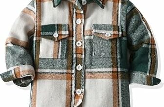Bambino Ragazzo Flanella Plaid Shirt Bambini Manica Lunga Button Down Giacca Risvolto Tasca Top Regular Fit Casual Autunno Vestiti – B0D5M3B97C