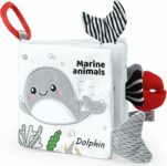 Vicloon Libro di Stoffa, 6 Pagine Libro Interattivo, in Tessuto Morbido con Gancio per Passeggino, per Bambini con Suono, Giocattoli Educativi (Serie Oceano) – B09NN8KHCW