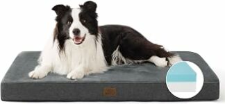 Bedsure Cuscino per cani in memory foam, tappetino per cani, misura grande, ortopedico, materasso per cani, lavabile e antiscivolo, letto per cani interno, grigio, 89 x 56 x 8 cm – B085XRZY59