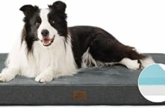 Bedsure Cuscino per cani in memory foam, tappetino per cani, misura grande, ortopedico, materasso per cani, lavabile e antiscivolo, letto per cani interno, grigio, 89 x 56 x 8 cm – B085XRZY59