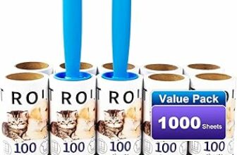 Rullo peli animali extra appiccicosi 1000 fogli,per peli di animali domestici,leva pelucchi,Rmuovi peli animali(10 rotoli con 2 ruote) – B0D8Y3HX9D