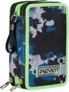 Seven Astuccio Scuola Elementare, 3 scomparti, Medie, con Matite, Pennarelli, Penne, 3 Zip, Green Screen, Bambino, Ragazzo, verde/blu – B0D31PP3CV