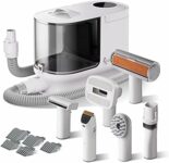 Fudajo Set per toelettatura di animali domestici 6 in 1, aspira peli per cani e gatti, tosatrice per cani, con accessori per la cura del pelo, colore bianco – B0DK618293
