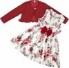 Vicloon Vestito e Cardigan per Bambine, Vestito Floreale Senza Maniche, Manica Lunga Cappotto Volant, 2 Pezzi Abiti per Ragazze 3-5 Anni – B0FHHTDGJF