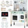 Mamabrum Cucina Interattiva in Legno – Montessori 3+ – Suoni & Luci, Altezza Regolabile, Forno, Microonde, Lavastoviglie e Lavatrice, Set Completo – B0F8JGSDXD