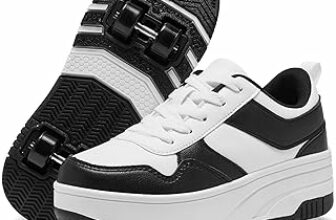 ANEFUN Scarpe da skate per bambini, ragazze, ragazzi, staccabili, alla moda, con ruote – B0D89WG67Y