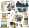 Giochi Bambini 6 Mesi in su,5 in 1 Giochi Montessori,Giochi Sensoriali per Neonati con Tirare la Corda,Giocattolo di Classificazione e Impilamento delle Forme,Xilofono,Regalo Neonato 6 Mesi – 3 Anni – B0FDKR66SV