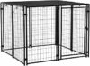 PawHut Recinto per Cani in Acciaio Pieghevole con Copertura, Box per Animali a 8 Pannelli con Porta Bloccabile, 141x141x113cm, Nero – B09SGCBGTJ