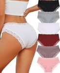 ALL OF SHE 6 Pezzi di Biancheria Intima da Donna in Cotone Brasiliano, Slip in Pizzo Morbido Hipster Sexy Panties Mutande da Donna morbide, Taglie Confezione – B0DXZHC4BW