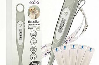 Termometro per animali domestici SC 1505 flex con punta flessibile per una misurazione particolarmente delicata, inclusi 5 coperchi protettivi igienici e anello di fissaggio – B0DD478H5C