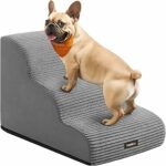 Feandrea Scala a 3 Gradini per Cani, Pendenza per Letto, Divano, Scaletta per Animali Domestici Impermeabile e Antiscivolo, Copertura Sfoderabile e Lavabile, Maniglia, Grigio Tortora PPS003G01 – B0DZC33MRF