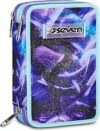 Seven Astuccio Scuola Elementare, 3 scomparti, Medie, con Matite, Pennarelli, Penne, 3 Zip, Lovepass, Bambina, Ragazza, viola/blu – B0GKQ4Y4TR