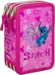 Clondo Astuccio 3 Scomparti Scuola Bambina Per Stitch Fan Completo 44 Pezzi – Effetto 3D con Personaggi – 20x12x7 cm – Kit Cancelleria Triplo Corredo Elementare e Primaria 6+ Anni – B0H2JQJNSW