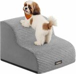 Feandrea Scala a 2 Gradini per Cani, Pendenza per Letto, Divano, Scaletta per Animali Domestici Impermeabile e Antiscivolo, Copertura Sfoderabile e Lavabile, Maniglia, Grigio Tortora PPS002G01 – B0DZC2R9JM