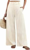 heekpek Pantaloni Lino Donna Estivi Larghi Pantaloni Leggeri Elastico Vita Alta Lunghi Gamba Larga Eleganti Pantalone Bottoni Solido Sciolto Freschi Comodi con Tasche – B0GJYWJBLC