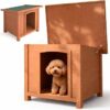 BAKAJI Cuccia per Animali Domestici in Legno, Casetta per Cani e Gatti con Tetto Apribile, Casa da Esterno ed Interno Resistente Intemperie e Agli Agenti Atmosferici Tettoia Asfaltata, 66 x 53 x 54 cm – B0H21T7V1C