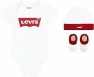 Levi’s Classic Batwing Infant Hat Bodysuit Bootie Set 3pc Tutina per bambino e neonato Unisex – Bimbi 0-24 – B082L94X82