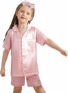 Pigiama Bambina Bambino Set di Seta con Fascia Pigiama Corto Bambina Bottoni Pigiama Indumenti da Notte Abbigliamento per Casa Set di Abbigliamento – B0F54H6BP2