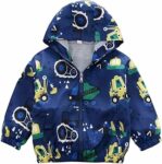 Giacca antivento autunno primavera con cappuccio ragazzo da 1 anno a 6 anni, giubbotto motivo attrezzi trattore, camion betoniera, bulldozer, cerniera lampo, fodera interna comfort – B0FCFX1GJJ