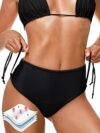 Periodi costumi da bagno per il nuoto da donna 4 strati a prova di perdite, pantaloni bikini a vita alta, costume da bagno nero adolescente ragazza periodi costume da bagno con coulisse – B0DT47VSLX