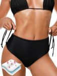 Periodi costumi da bagno per il nuoto da donna 4 strati a prova di perdite, pantaloni bikini a vita alta, costume da bagno nero adolescente ragazza periodi costume da bagno con coulisse – B0DT47VSLX
