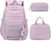 Amythe Zaino Ragazza per Scuola Elementare e Media – Set Zaino Scuola 3 Pezzi per Bambina con Borza Pranzo e Astuccio – Zaini da viaggio Leggero per Bambini 9-16 Anni -Viola – B0FXDH7218