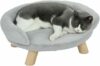 PawHut Divanetto Rialzato per Cani e Gatti con Schienale 47x40x20cm Grigio | Divano per Cani Mini, Cuccia per Gatti e Animali Domestici, Sfoderabile, Rivestimento in Peluche – B0DXZZ9JCK