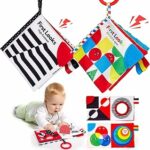 hahaland Libri di Stoffa Neonato 0-3 Mesi, 2 Pezzi Bianco Nero Sensoriali | Stimolo Visivo per Neonato, Libretti Interattivi con Suono, Sviluppo Sensoriale, Gancio Passeggino, Giochi Prima Infanzia – B0C4GL9RS3
