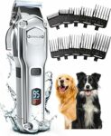 oneisall Tosatrice per Cani per la cura del pelo spesso e pesante/rasatore domestico silenzioso, ricaricabile e senza fili con lama in acciaio inox/rasatore impermeabile per cani – B09QFRN3D5