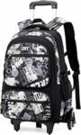 Amythe Zaino Trolley Scuola Media e Superiore, 40L Zaino con 6 Ruote per Ragazzo Adolescenti 10-24 anni, Zainetto Casual con Rotelle per Viaggi, Staccabile e Impermeabile -Nero – B0DKKFPQG9