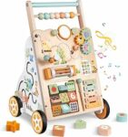 Weilim Carrello Primi Passi Legno Bambini, Giochi Montessori 12+ Mesi | 10 Attività Sensoriali, Velocità e Altezza Regolabili, Xilofono Labirinto Perle Specchio, Regalo Bambini e Bambine – B0FD3MV4WZ